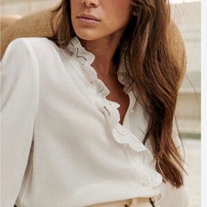 Sezane Chlo ecru silk blouse - 32